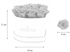 Rosenbox Herz Weiß-Schwarz mit 13 Rosen