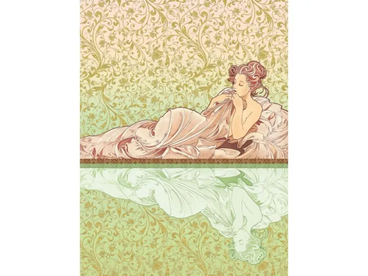 Sanders & Sanders Fototapete Jugendstil Grün und Altrosa 200 x 280 cm 611836* Fototapeten