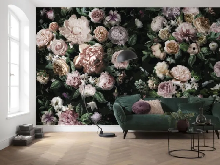 Sanders & Sanders Fototapete Blumen Multicolor Auf Schwarz 800 x 250 cm 611946