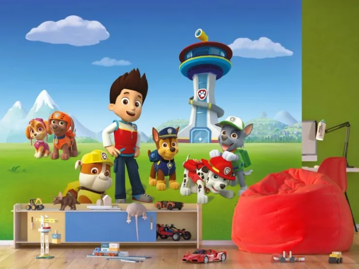 Sanders & Sanders Fototapete Paw Patrol Blau Grün und Rot 360 x 270 cm 600598* Fototapeten