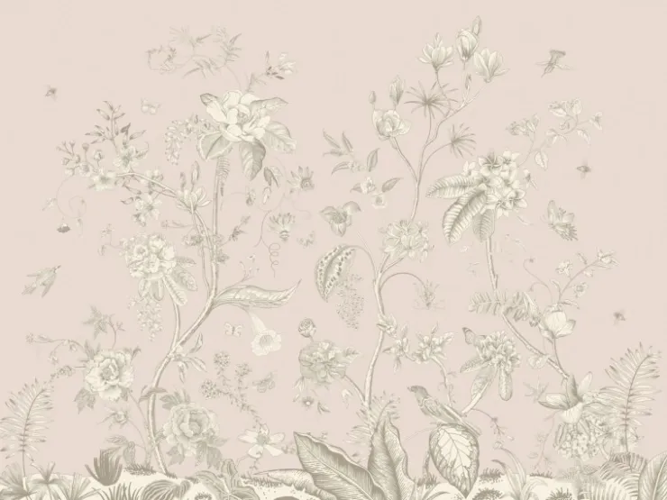 Sanders & Sanders Poster Blumenmuster Beige 1.1 x 1.55 m 601241* Wandtattoos