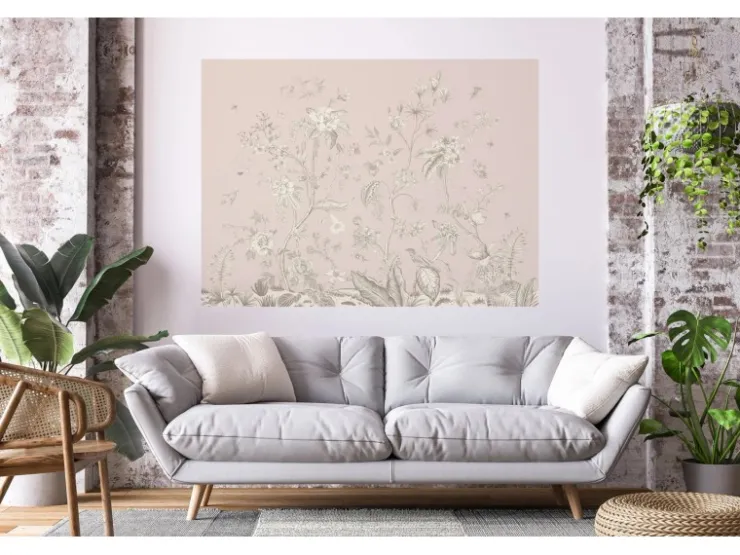 Sanders & Sanders Poster Blumenmuster Beige 1.1 x 1.55 m 601241* Wandtattoos
