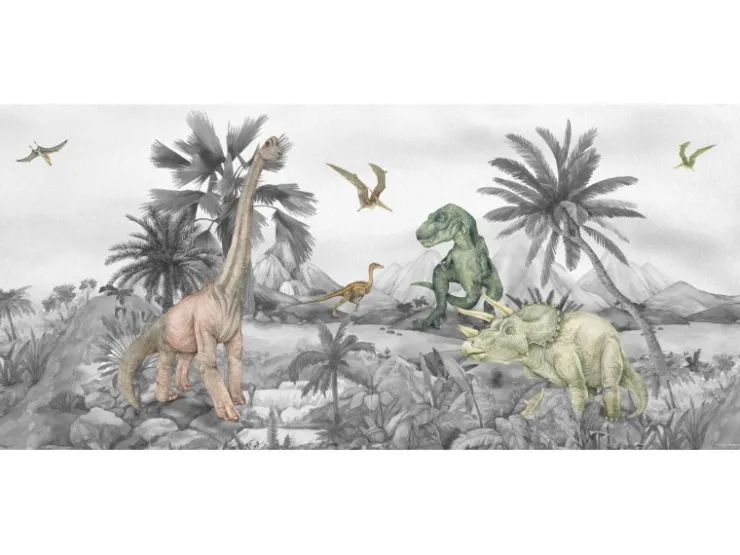 Sanders & Sanders Poster Dinosaurier Grau 0,75 x 1,7 m 601263