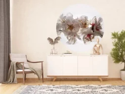 Sanders & Sanders Selbstklebende Runde Tapete Blumen Weiß und Rosa Ø 140 cm 601130* Wandtattoos