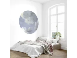 Sanders & Sanders Selbstklebende Runde Tapete Wolken Graublau Ø 125 cm 611771* Wandtattoos