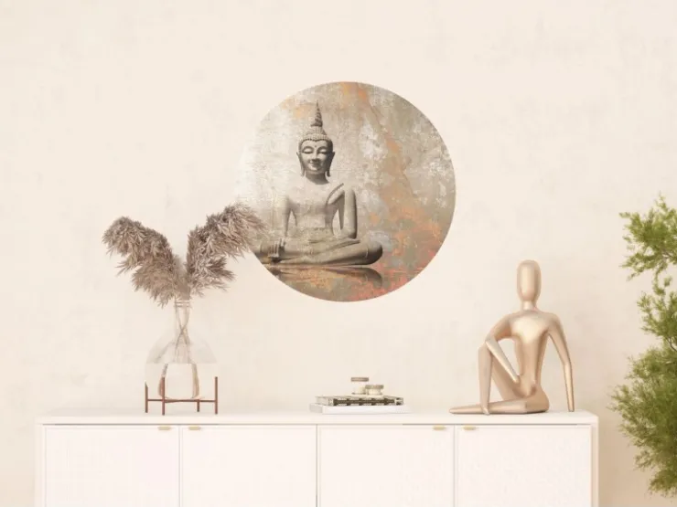 Sanders & Sanders Selbstklebende Runde Tapete Budha Beige Ø 70 cm 601089* Wandtattoos