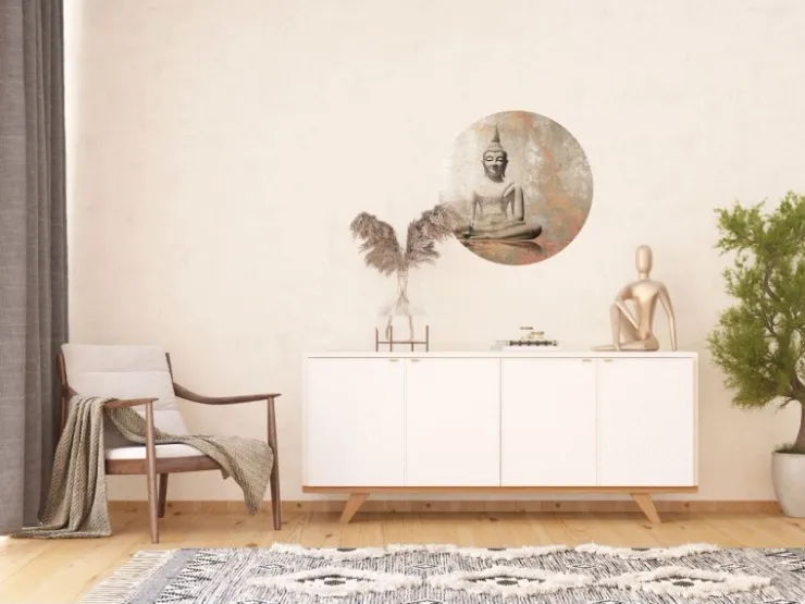 Sanders & Sanders Selbstklebende Runde Tapete Budha Beige Ø 70 cm 601089* Wandtattoos