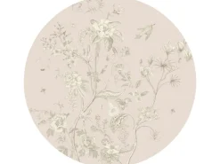 Sanders & Sanders Selbstklebende Runde Tapete Blumenmuster Beige Ø 140 cm 601280