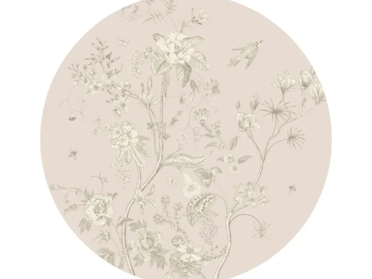 Sanders & Sanders Selbstklebende Runde Tapete Blumenmuster Beige Ø 140 cm 601280
