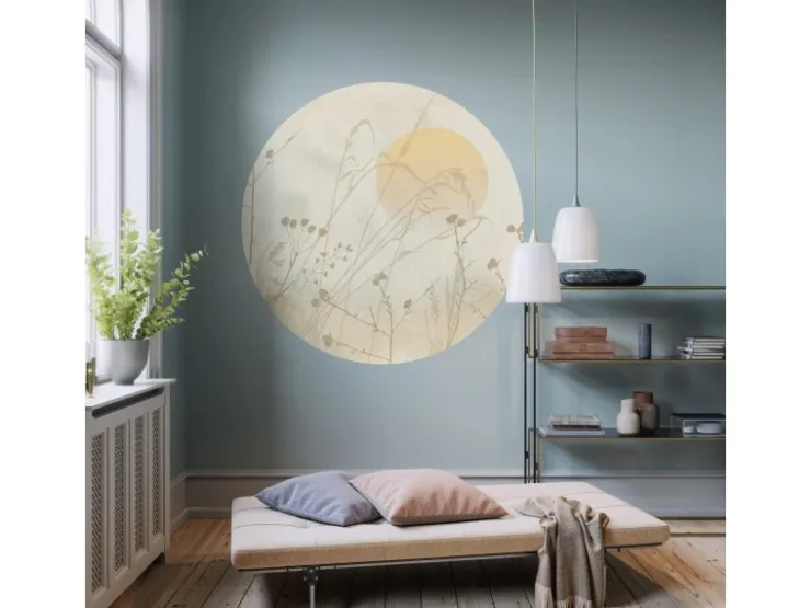 Sanders & Sanders Selbstklebende Runde Tapete Landschaft Sandbeige Ø 125 cm 612354* Wandtattoos
