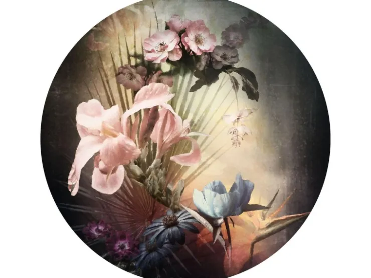 Sanders & Sanders Selbstklebende Runde Tapete Blumen Rosa Blau und Grün Ø 125 cm 611736* Wandtattoos