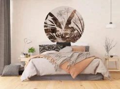Sanders & Sanders Selbstklebende Runde Tapete Blätter Braun und Beige Ø 140 cm 601150