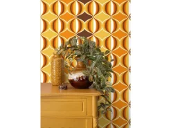 Sanders & Sanders Tapete Retro-Ornamente Gelb Braun und Orange 53 cm x 10.05 m* Dekorative Tapeten