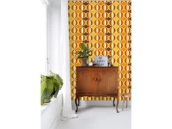 Sanders & Sanders Tapete Retro-Ornamente Gelb Braun und Orange 53 cm x 10.05 m* Dekorative Tapeten