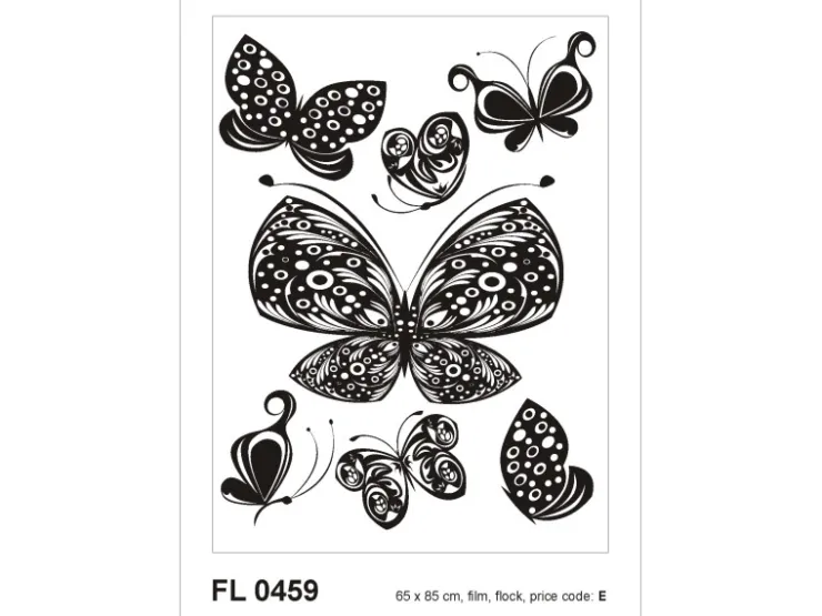 Sanders & Sanders Wandtattoo Schmetterlinge Schwarz 65 x 85 cm 600260