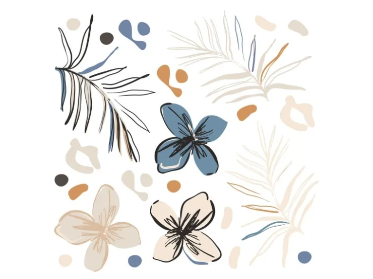 Sanders & Sanders Wandtattoo Blumenmuster Beige Blau und Orange 30 x 30 cm 601330* Wandtattoos