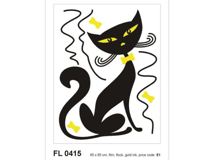 Sanders & Sanders Wandtattoo Katze Schwarz 65 x 85 cm 600286* Wandtattoos