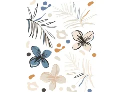 Sanders & Sanders Wandtattoo Blumenmuster Beige Blau und Orange 85 x 65 cm 601352* Wandtattoos