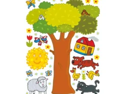 Sanders & Sanders Wandtattoo Bauernhof Grün Gelb und Braun 65 x 85 cm 600243* Wandtattoos