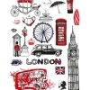 Sanders & Sanders Wandtattoo London Schwarz und Rot 65 x 85 cm 600270* Wandtattoos