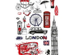 Sanders & Sanders Wandtattoo London Schwarz und Rot 65 x 85 cm 600270* Wandtattoos