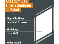 Skyscope Schiebetür-Bau-Set Kniestock Profil Silber Dekor 1022 x 1400 mm* Sideboards
