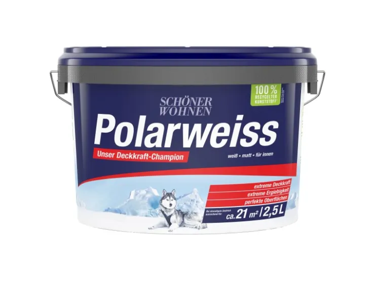 SCHÖNER WOHNEN-Farbe Schöner Wohnen Innen- und Wandfarbe Polarweiss Matt 2,5 l