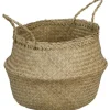 Seegras-Korb mit Henkeln Ø 30 cm x 25/35 cm Natur* Kissen