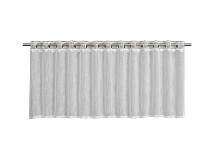 Sehlbach Bistrogardine mit Stangendurchzug Border Top 135 cm x 45 cm Weiß