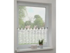 Sehlbach Bistrogardine mit Schlaufen Rankenstickerei 135 cm x 45 cm Weiß* Vitrinen