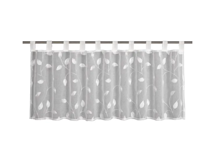 Sehlbach Bistrogardine mit Schlaufen Rankenstickerei 135 cm x 45 cm Weiß* Vitrinen
