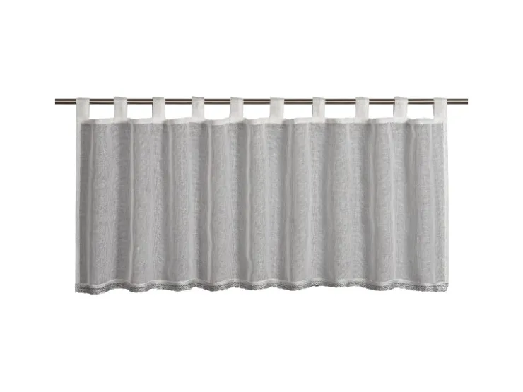 Sehlbach Bistrogardine mit Schlaufen Shiny Border 135 cm x 45 cm Weiß* Vitrinen