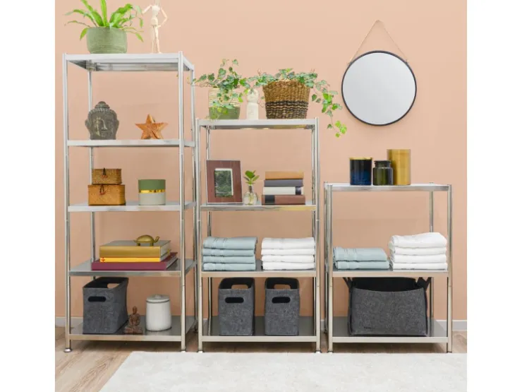 shelfr Edelstahl Schwerlastregal bis 60 kg auf 3 Ebenen 61 x 36 x 82 cm* Flaschenregale|Schwerlastregal