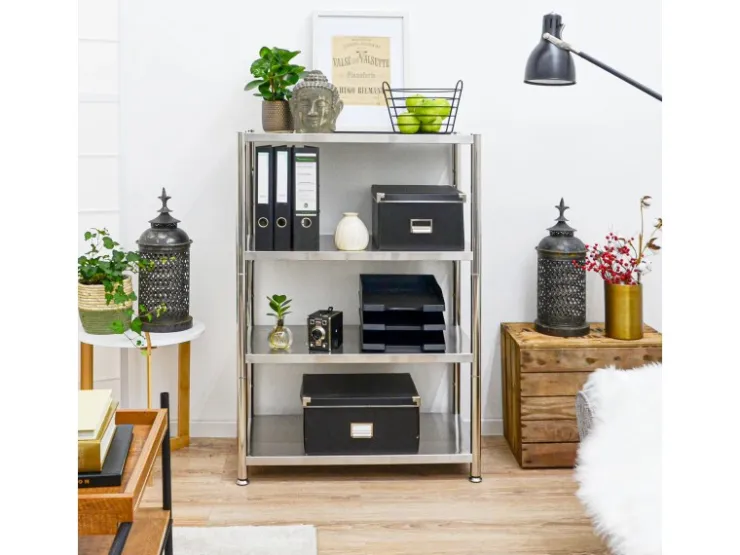shelfr Edelstahl Schwerlastregal bis 150 kg auf 4 Ebenen 74 x 41 x 109 cm* Metallregale|Schwerlastregal