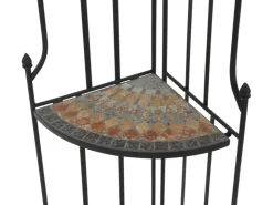 Siena Garden Eckregal Prato Eisen 63 cm x 29 cm x 142 cm Schwarz Mosaik* Eckregale|Mosaik