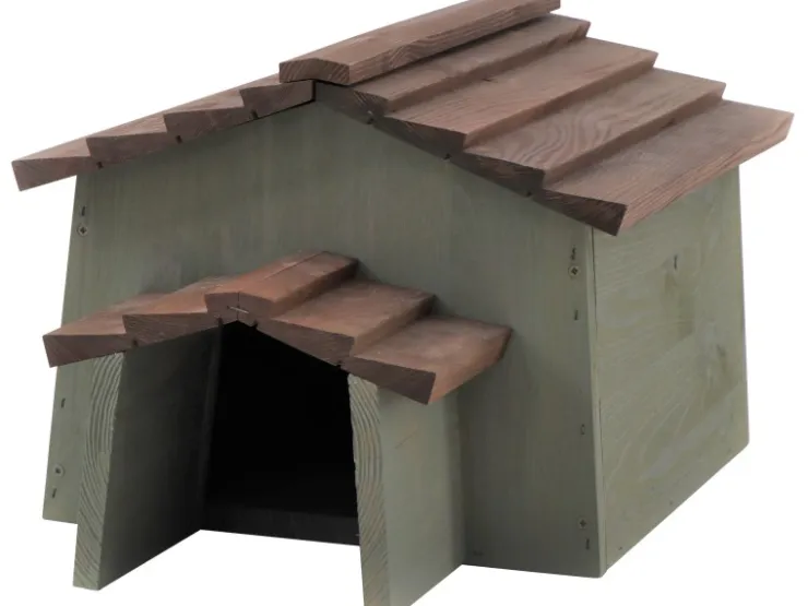 Siena Garden Igelhaus Kiefer Olive und Braun 55 cm x 38 cm x 28 cm FSC®* Kleintierbedarf