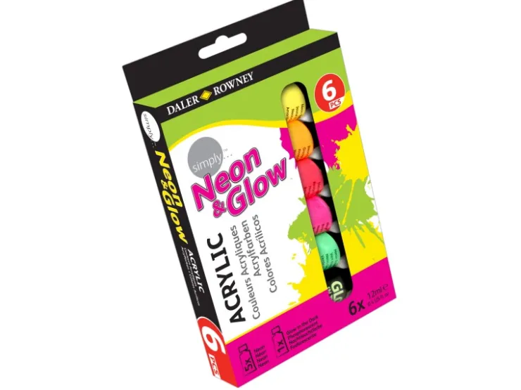 Daler Rowney Simply Aluminium Acryl-Tuben 6er-Set Neon je 12ml* Künstlerfarben