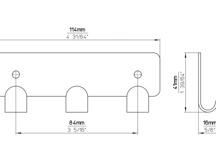Siro Hakenleiste 1603 Metall Länge 114 mm 3 Haken
