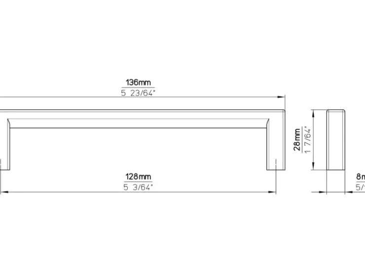 Siro Möbelgriff 2108 Metall Uni Schwarz Matt Lochabstand 128 mm