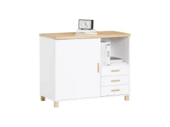 SoBuy Aktenschrank Druckertisch mit 3 Schubladen und 1 Tür Sideboard für Büro ASK07-WN