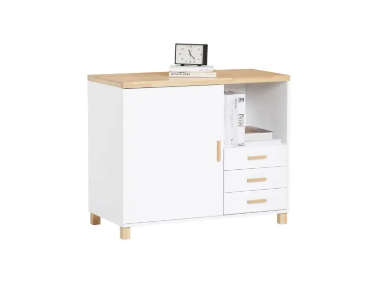 SoBuy Aktenschrank Druckertisch mit 3 Schubladen und 1 Tür Sideboard für Büro ASK07-WN