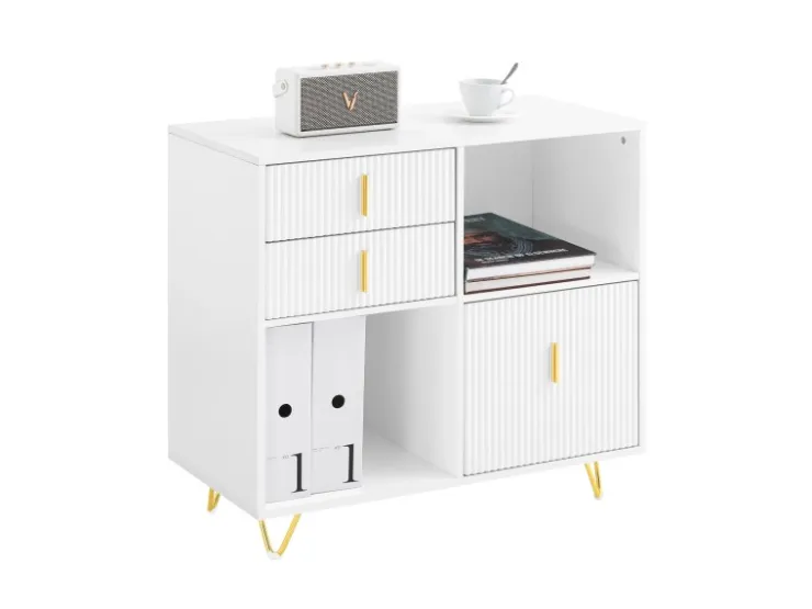 SoBuy Aktenschrank Druckertisch mit 3 Schubladen Sideboard für Büro Weiß ASK11-W* Sideboards