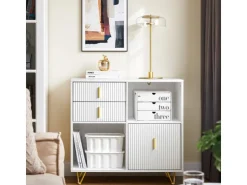 SoBuy Aktenschrank Druckertisch mit 3 Schubladen Sideboard für Büro Weiß ASK11-W* Sideboards