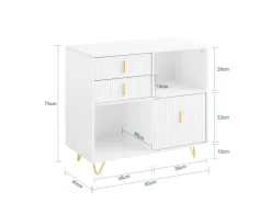 SoBuy Aktenschrank Druckertisch mit 3 Schubladen Sideboard für Büro Weiß ASK11-W* Sideboards
