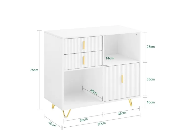 SoBuy Aktenschrank Druckertisch mit 3 Schubladen Sideboard für Büro Weiß ASK11-W* Sideboards
