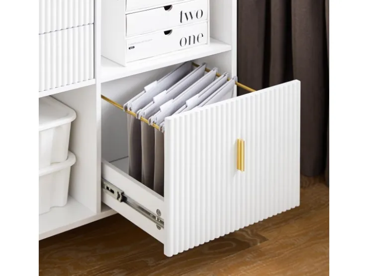 SoBuy Aktenschrank Druckertisch mit 3 Schubladen Sideboard für Büro Weiß ASK11-W* Sideboards