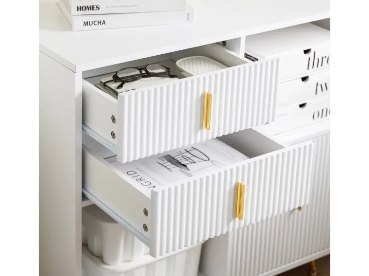 SoBuy Aktenschrank Druckertisch mit 3 Schubladen Sideboard für Büro Weiß ASK11-W* Sideboards