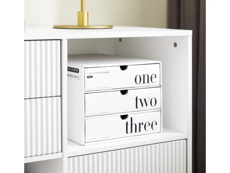 SoBuy Aktenschrank Druckertisch mit 3 Schubladen Sideboard für Büro Weiß ASK11-W* Sideboards