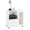 SoBuy Aktenschrank mit 2 Schubladen Druckertisch Sideboard Küchenschrank Weiß ASK09-W* Sideboards