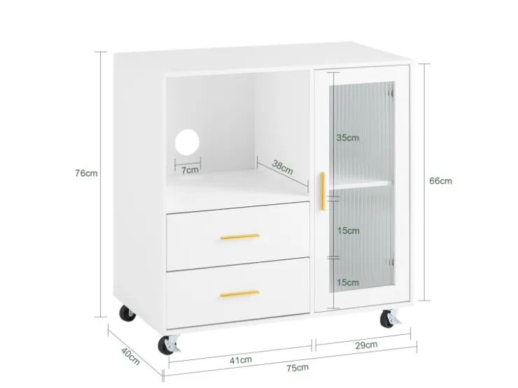 SoBuy Aktenschrank mit 2 Schubladen Druckertisch Sideboard Küchenschrank Weiß ASK09-W* Sideboards